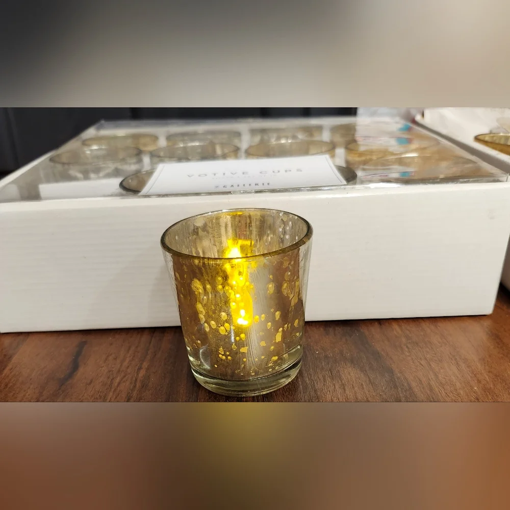 Z Gallerie 2 Pks of 12 Votive Cup Sets- 1 Silver & NIB, 1 Gold W 9 Votive Cups